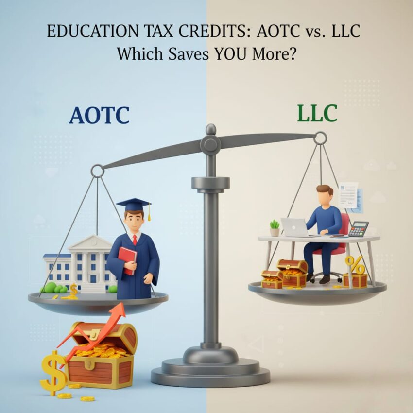 Compare AOTC vs LLC to find which education tax credit saves you more. Learn eligibility, benefits, and how to claim your education tax credits easily.